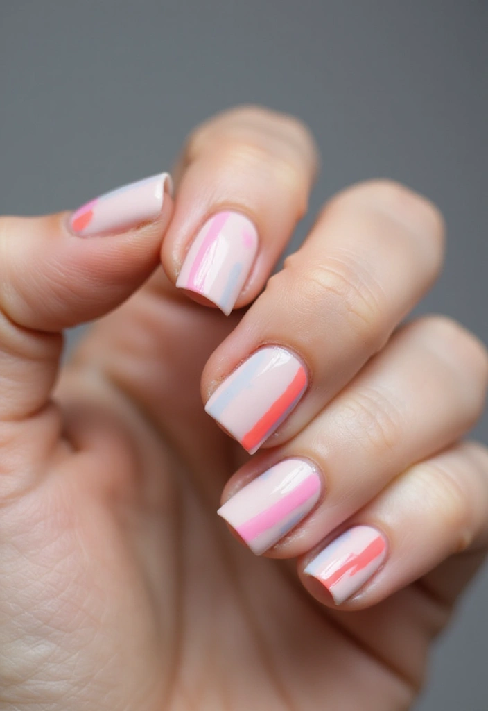 22 Chic Short Square Nail Ideas for Modern Minimalists - 17. Minimal Stripes
