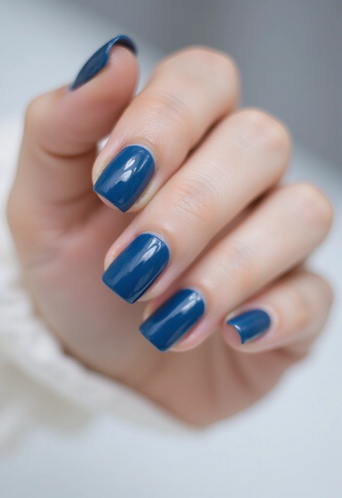 22 Chic Short Square Nail Ideas for Modern Minimalists - 21. Classic Blue