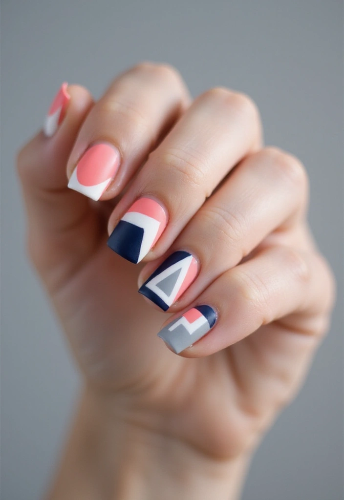 22 Chic Short Square Nail Ideas for Modern Minimalists - 3. Geometric Designs