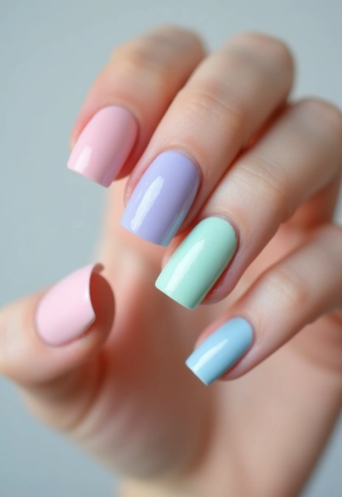 22 Chic Short Square Nail Ideas for Modern Minimalists - 7. Soft Pastel Palette