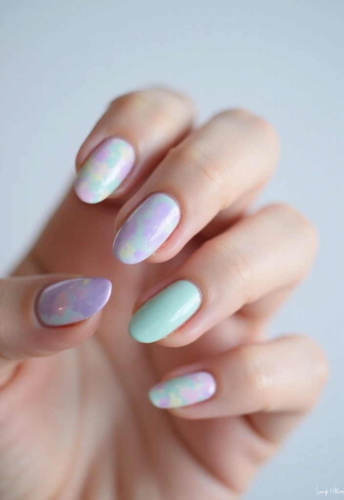 22 Cute Short Nail Design Ideas for Practical Playful Style - 10. Whimsical Watercolor