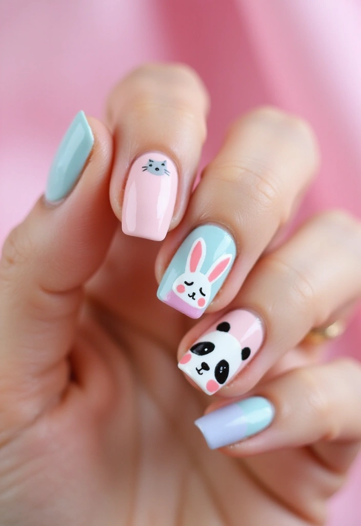 22 Cute Short Nail Design Ideas for Practical Playful Style - 4. Cute Animal Accents