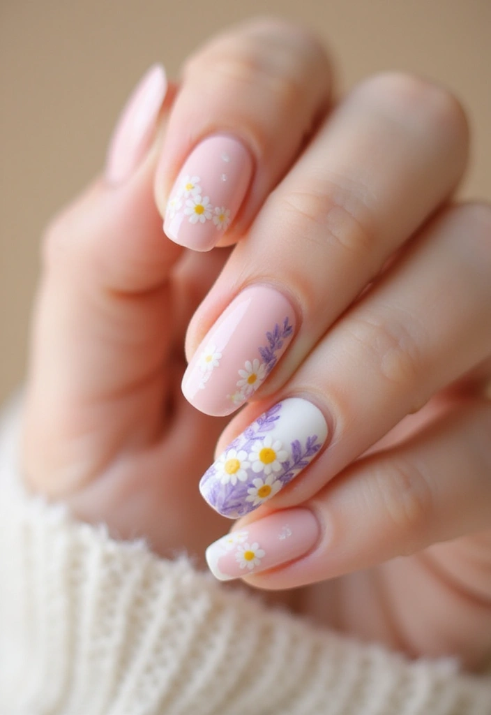 22 Cute Short Nail Design Ideas for Practical Playful Style - 5. Floral Fantasy