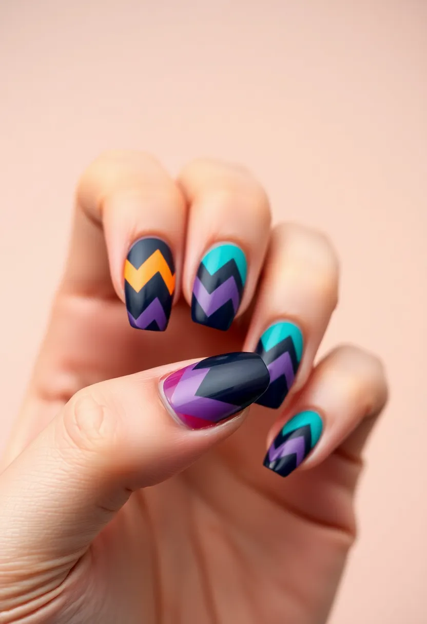 22 Deep Navy Nail Ideas for Nautical - 13. Nautical Chevrons