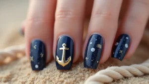 22 Deep Navy Nail Ideas for Nautical