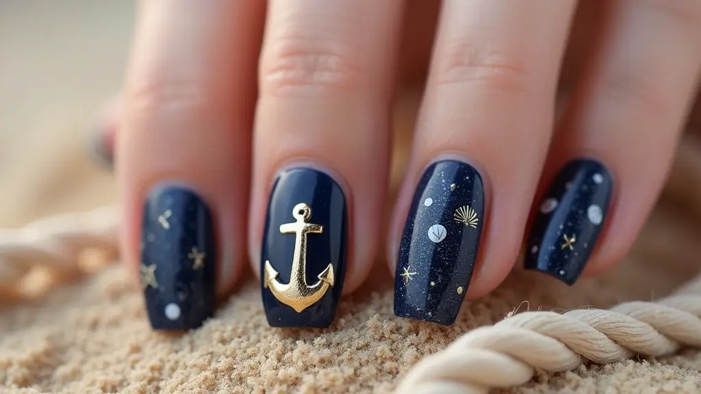 22 Deep Navy Nail Ideas for Nautical