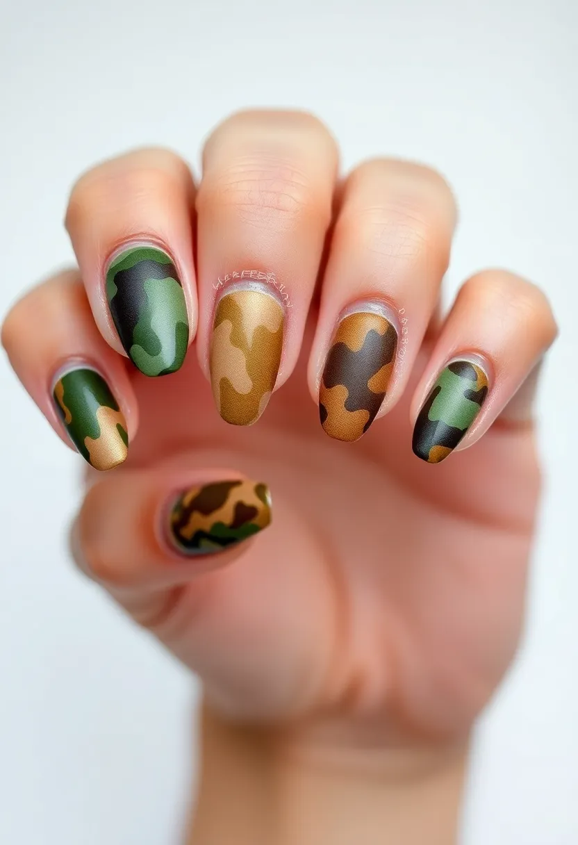 22 Easy Nail Sticker Ideas for Instant Artful Transformations - 20. Cool Camouflage
