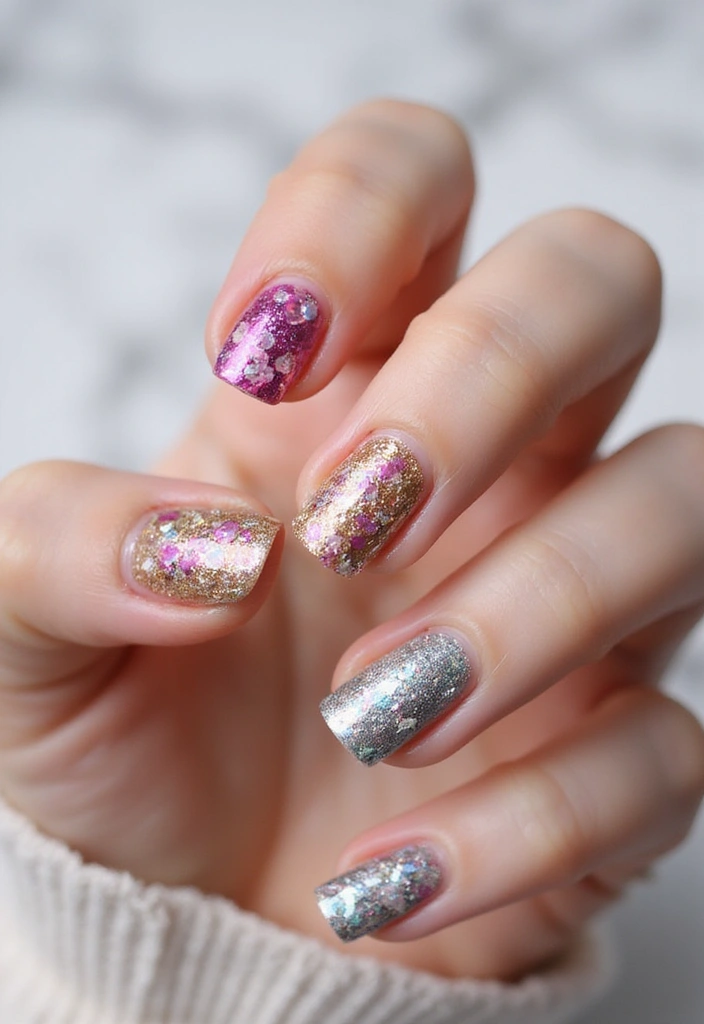 22 Easy Nail Sticker Ideas for Instant Artful Transformations - 3. Glitter Galore