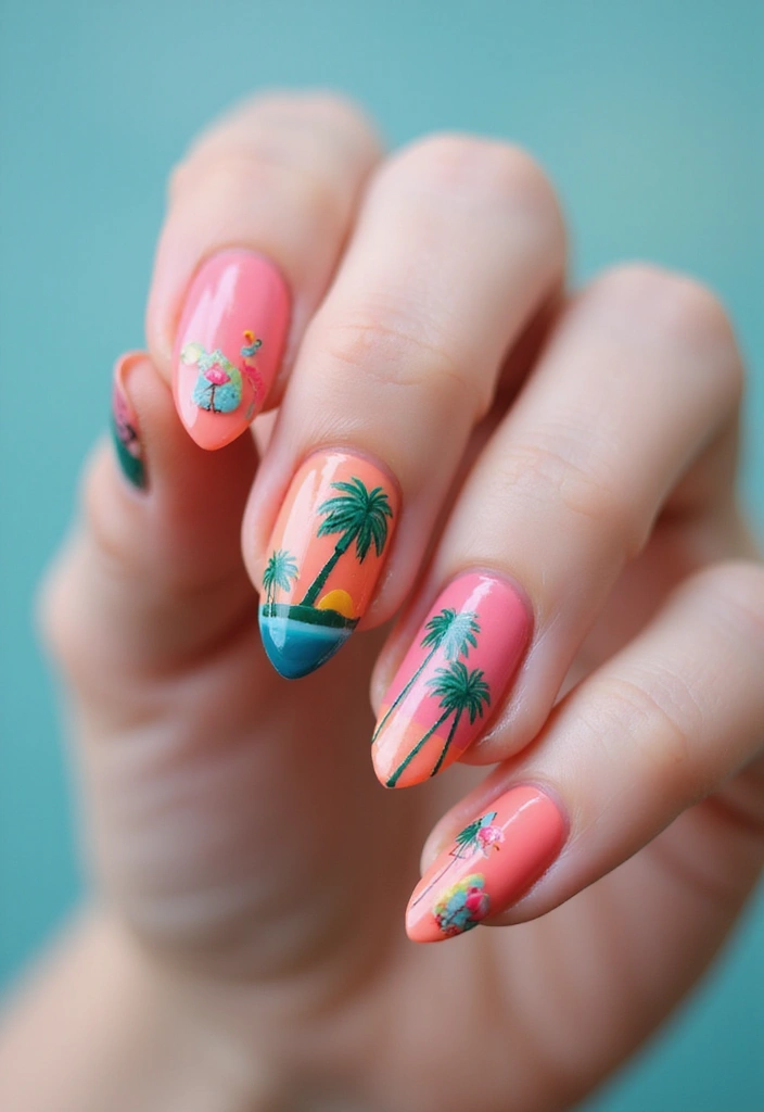 22 Easy Nail Sticker Ideas for Instant Artful Transformations - 6. Tropical Vibes