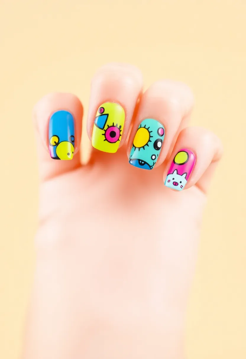 22 Ideal Nail Length Ideas for Ultimate Comfort and Killer Style - 21. Funky Nail Art