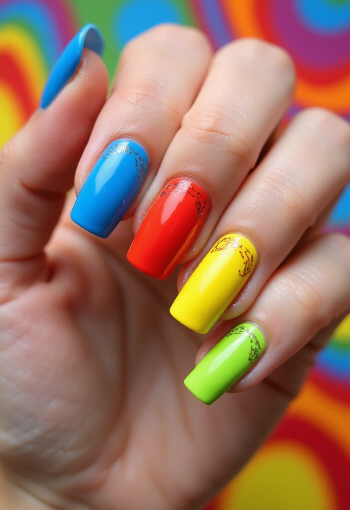 22 Ideal Nail Length Ideas for Ultimate Comfort and Killer Style - 8. Bold and Bright Claws