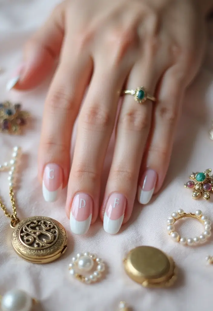 22 Initial Nail Ideas for Personalized - 16. Vintage-Inspired Initials