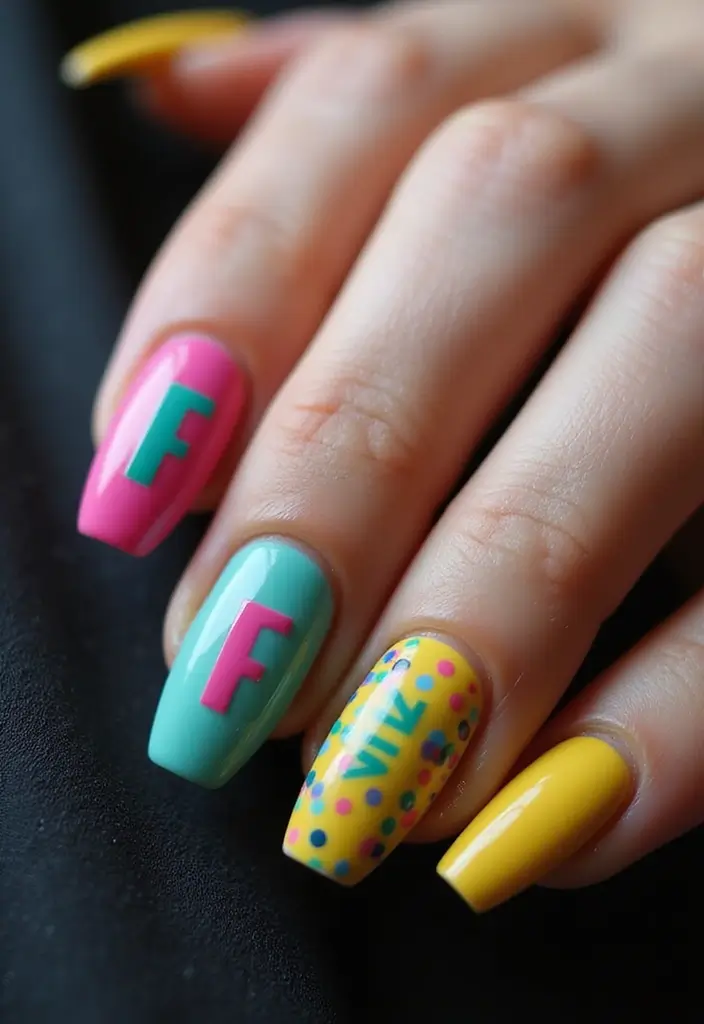 22 Initial Nail Ideas for Personalized - 2. Bold Block Letters