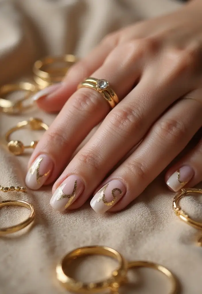 22 Initial Nail Ideas for Personalized - 9. Metallic Foil Initials