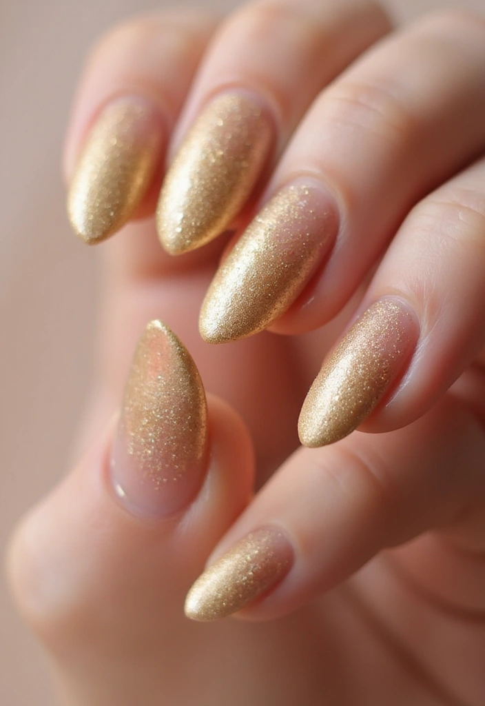 22 Luxurious Gold Acrylic Nail Ideas for Royal Radiance - 1. Golden Ombre Delight