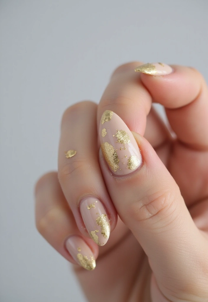22 Luxurious Gold Acrylic Nail Ideas for Royal Radiance - 12. Artistic Gold Splashes
