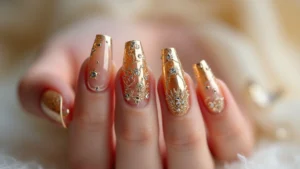 22 Luxurious Gold Acrylic Nail Ideas for Royal Radiance