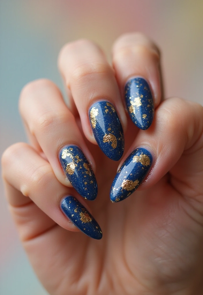 22 Luxurious Gold Acrylic Nail Ideas for Royal Radiance - 7. Gold Foil Elegance