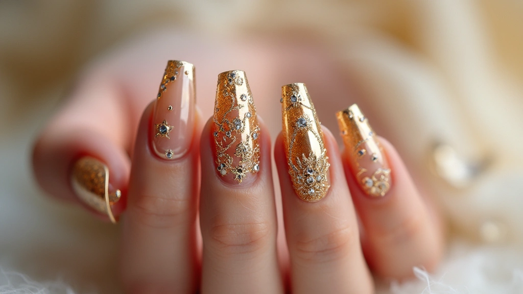 22 Luxurious Gold Acrylic Nail Ideas for Royal Radiance