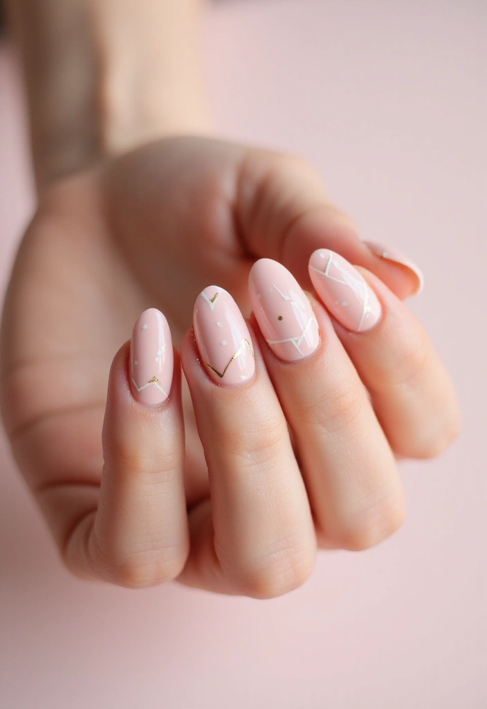 22 Natural Nail Ideas for Healthy Minimalist Beauty - 12. Blush Pink with Understated Geometry