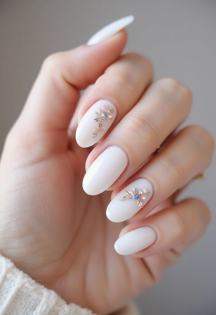 22 Natural Nail Ideas for Healthy Minimalist Beauty - 13. Frosted White with Soft Stone Accents