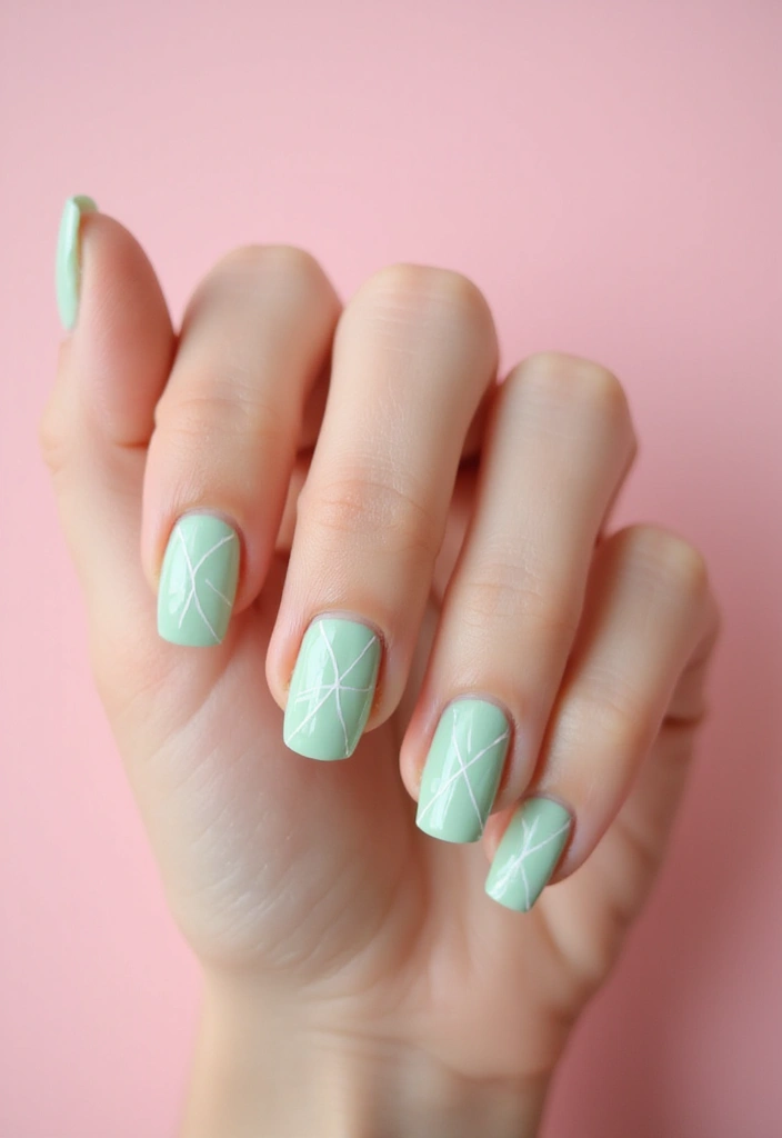 22 Natural Nail Ideas for Healthy Minimalist Beauty - 14. Mint Green with Fine Lines