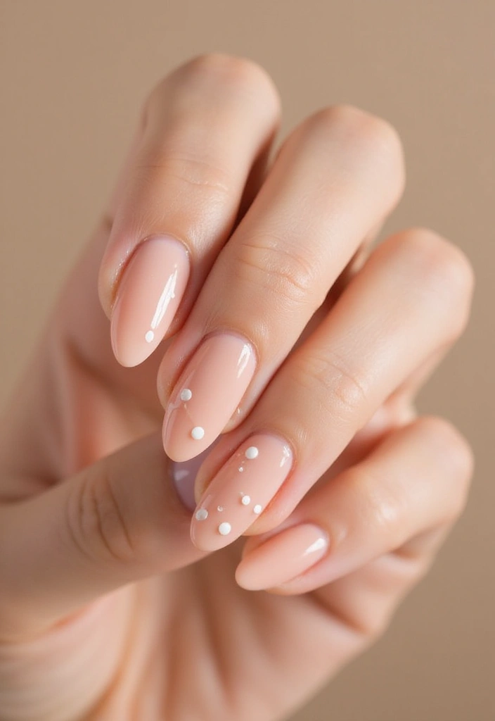 22 Natural Nail Ideas for Healthy Minimalist Beauty - 15. Soft Peach with Simple Dots