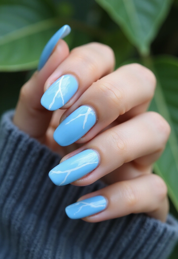22 Natural Nail Ideas for Healthy Minimalist Beauty - 2. Icy Blue Minimalist Design