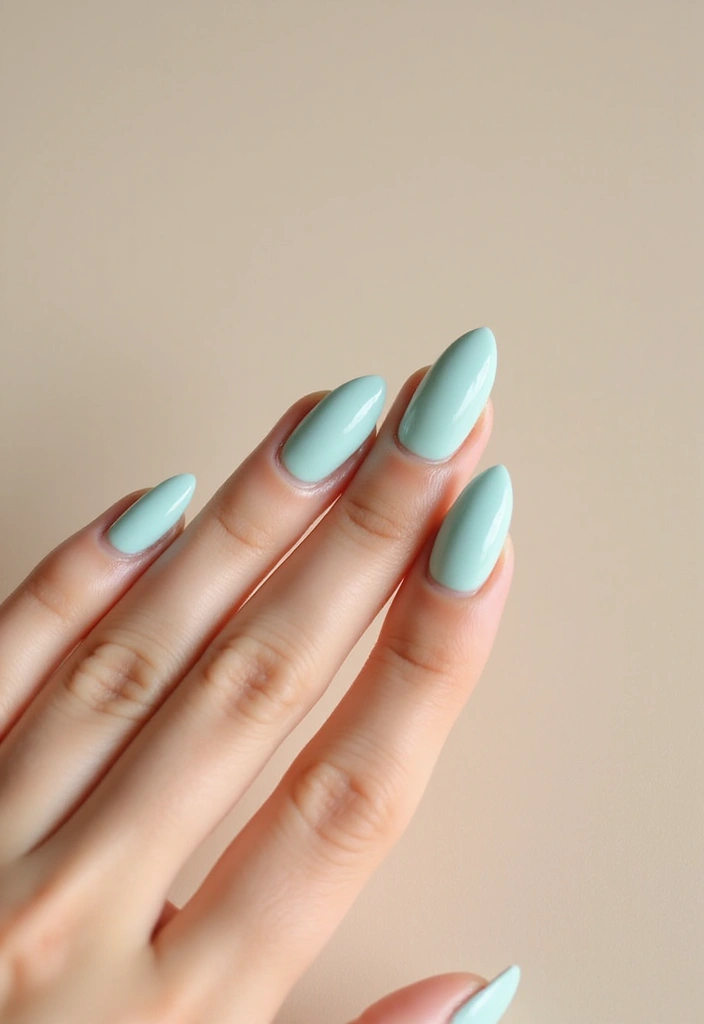 22 Natural Nail Ideas for Healthy Minimalist Beauty - 20. Gentle Aqua with Simple Arcs