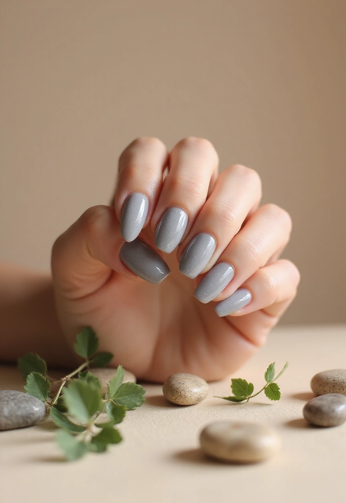 22 Natural Nail Ideas for Healthy Minimalist Beauty - 8. Soft Gray with Textured Finish