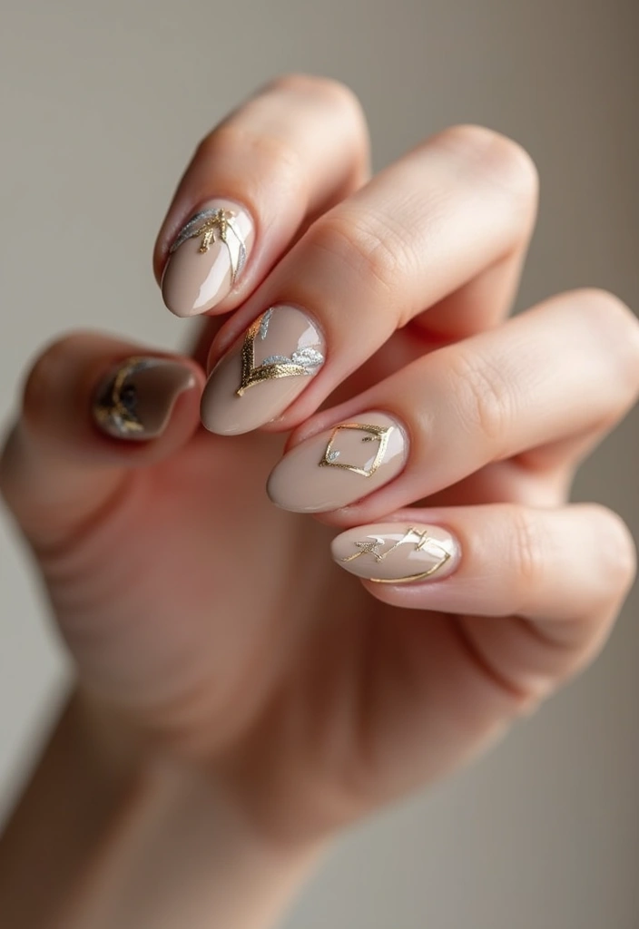 22 Practical Short Nail Ideas for Busy Bosses - 13. Metallic Accents