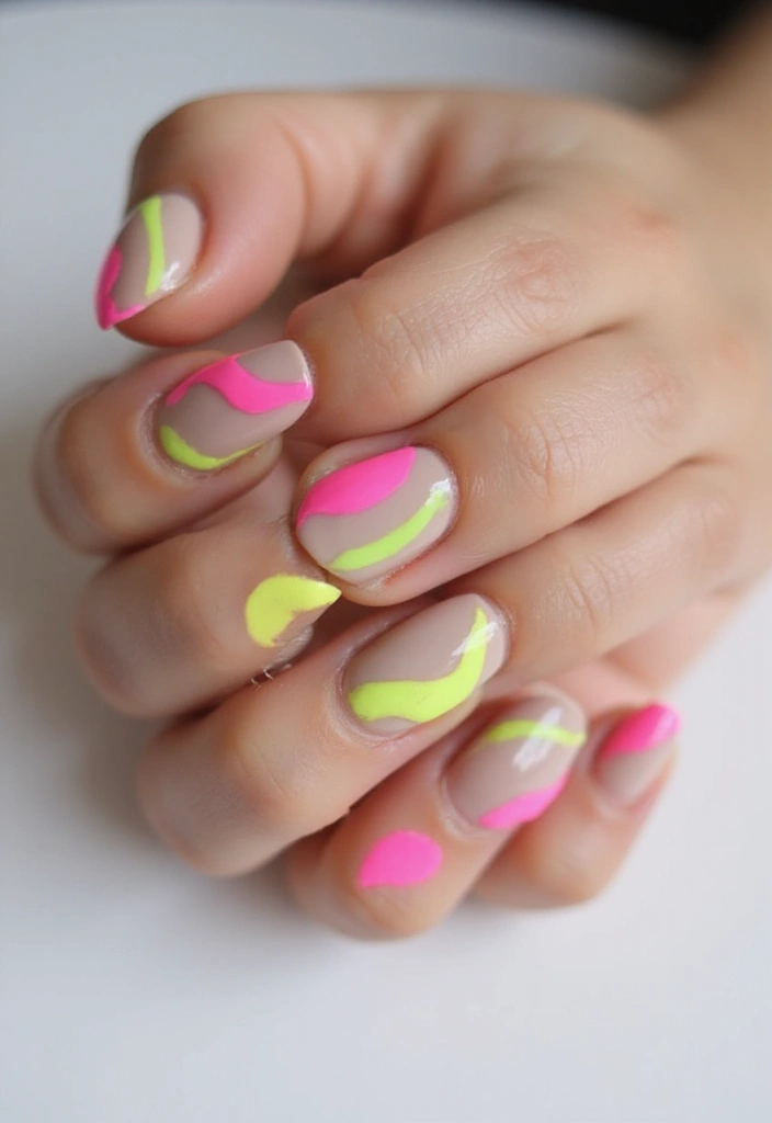22 Practical Short Nail Ideas for Busy Bosses - 22. Neon Accents
