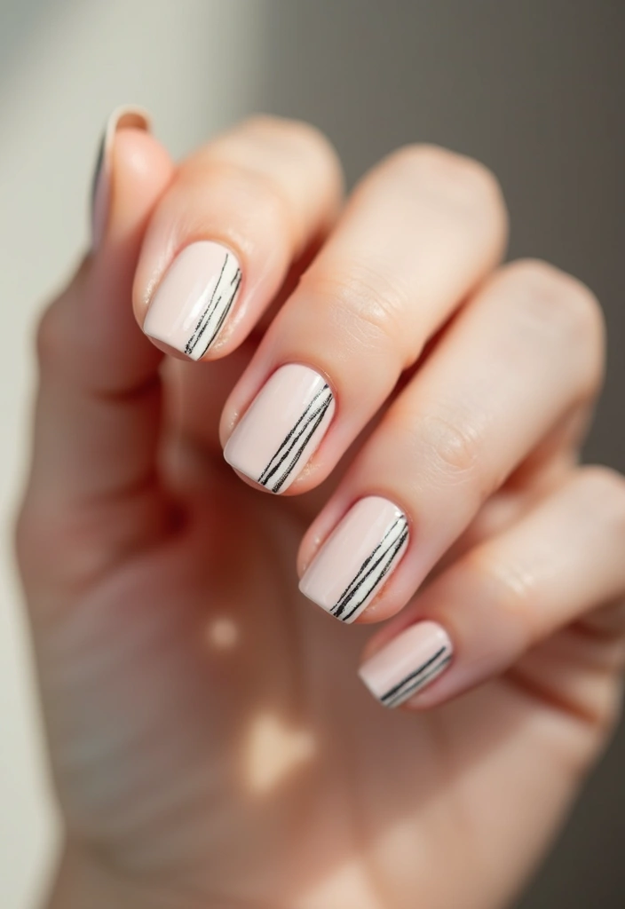 22 Practical Short Nail Ideas for Busy Bosses - 5. Minimalist Stripes