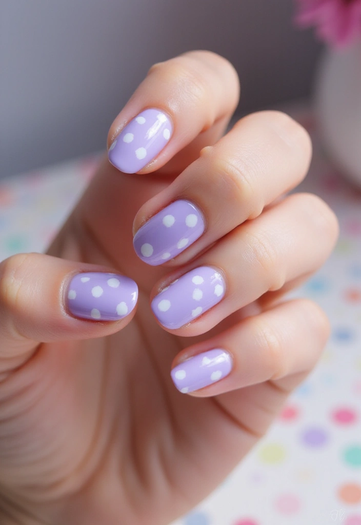 22 Purple Acrylic Nail Ideas for Vibrant Royal Vibes - 13. Playful Polka Dots