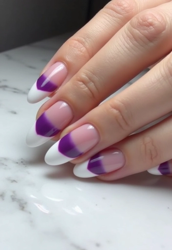22 Purple Acrylic Nail Ideas for Vibrant Royal Vibes - 22. Elegant French Manicure with a Twist