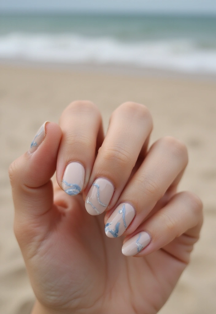 22 Serene Blue Nail Ideas for Calm - 17. Tranquil Tide Patterns