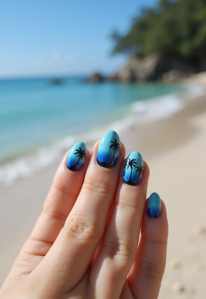 22 Serene Blue Nail Ideas for Calm - 18. Island Vibes