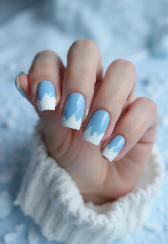 22 Serene Blue Nail Ideas for Calm - 20. Iceberg Tips