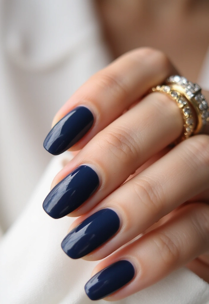 22 Sophisticated Navy Blue Nail Ideas for Deep Elegance - 1. Classic Navy Blue Gloss