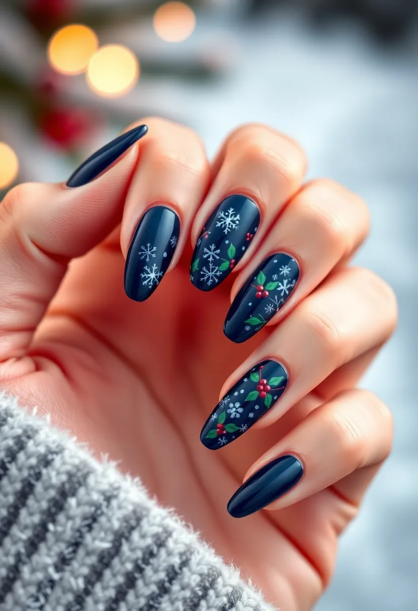 22 Sophisticated Navy Blue Nail Ideas for Deep Elegance - 22. Navy Blue with Seasonal Accents