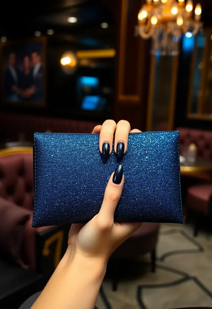 22 Sophisticated Navy Blue Nail Ideas for Deep Elegance - 5. Glitter Ombre Navy Blue