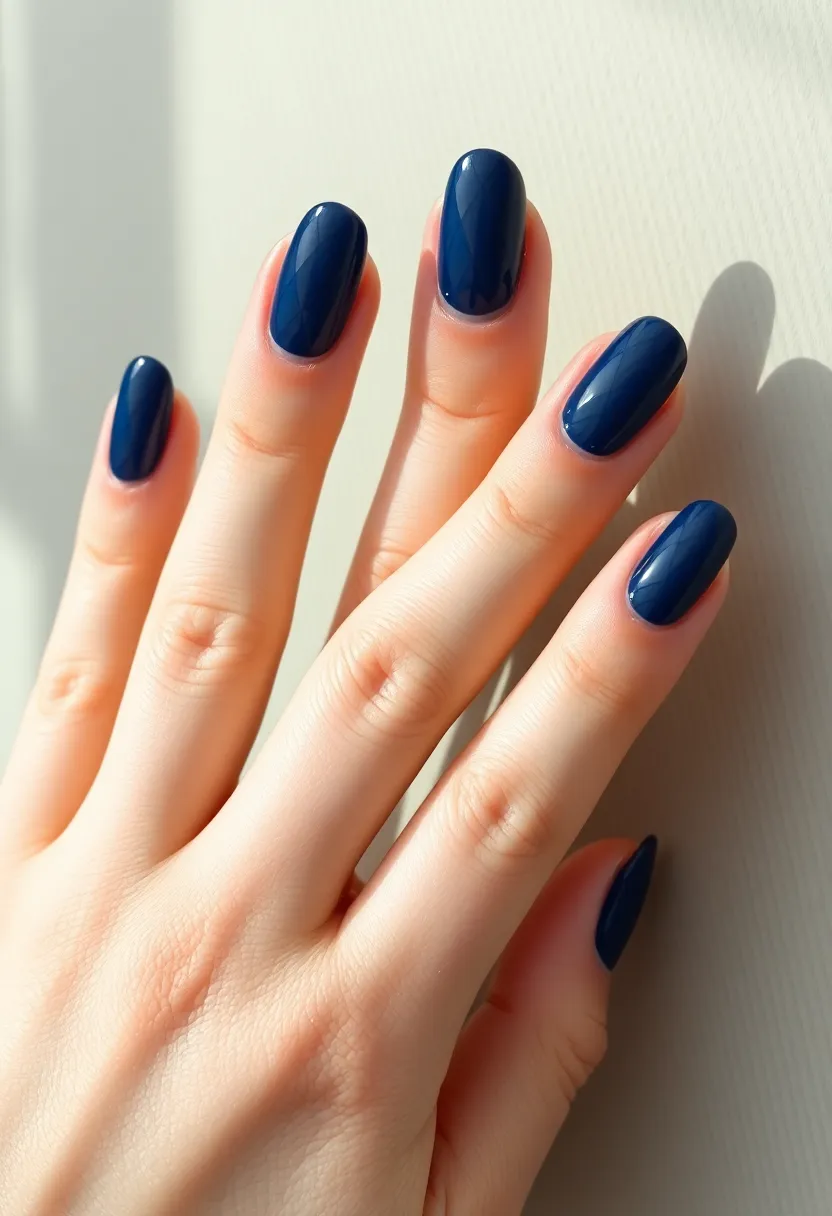 22 Sophisticated Navy Blue Nail Ideas for Deep Elegance - 8. Negative Space Navy Blue Nails
