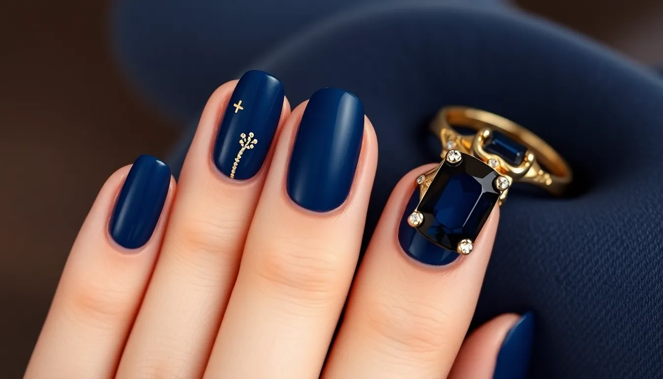 22 Sophisticated Navy Blue Nail Ideas for Deep Elegance