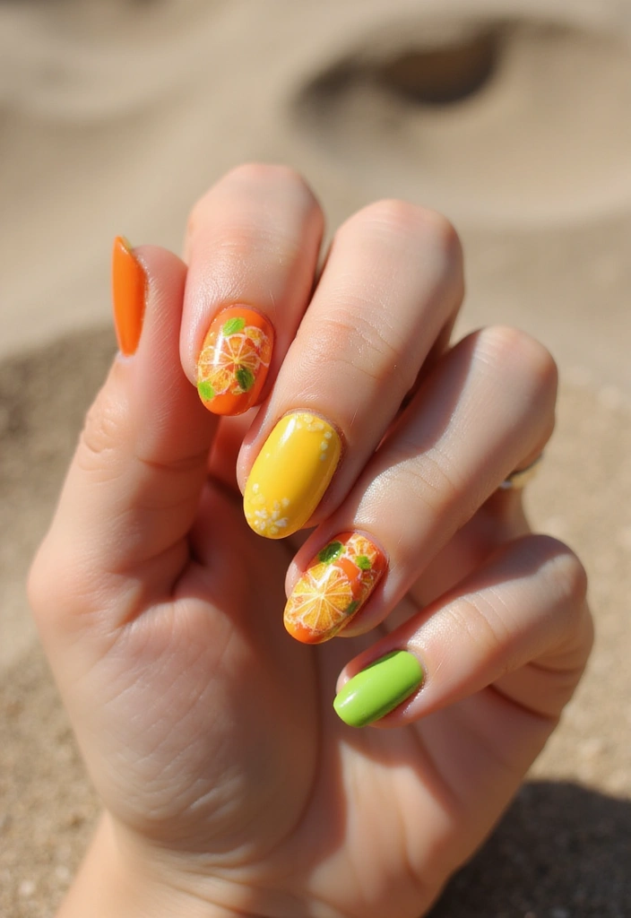 24 Playful Toe Nail Ideas for Ultimate Sandal-Ready Style - 15. Citrus Fruits