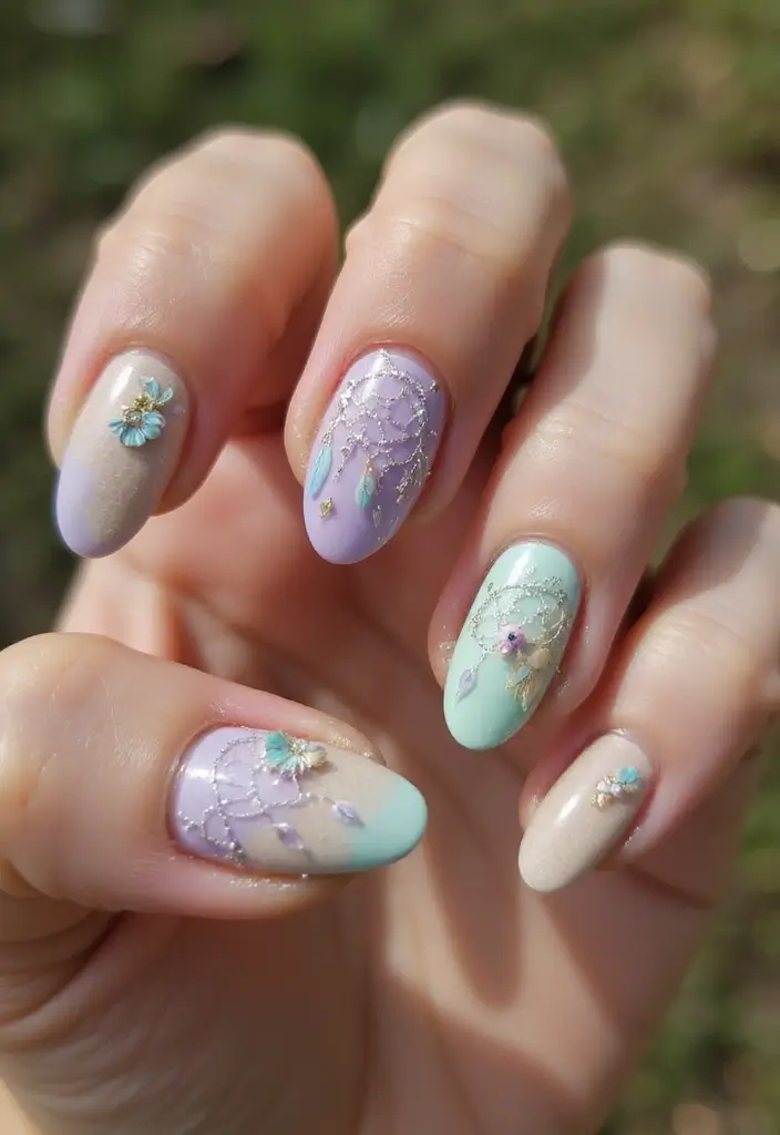 24 Playful Toe Nail Ideas for Ultimate Sandal-Ready Style - 23. Ethereal Dreamcatchers