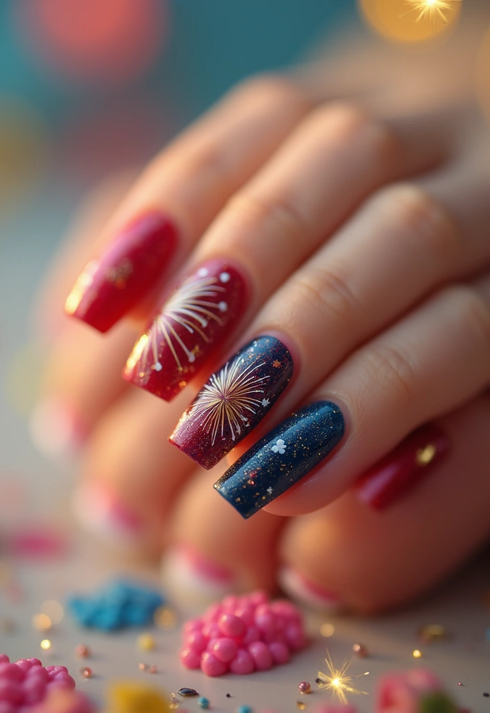24 Playful Toe Nail Ideas for Ultimate Sandal-Ready Style - 24. Festive Fireworks