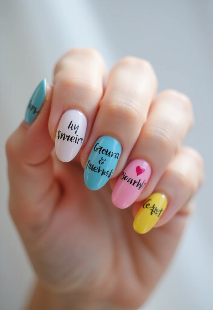 25 Acrylic Nails with Initials for Custom - 11. Personalized Quotes with Initials