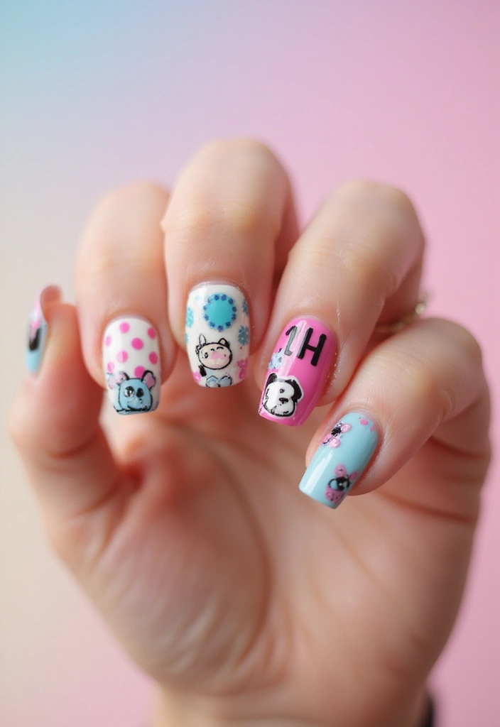 25 Acrylic Nails with Initials for Custom - 18. Whimsical Initials