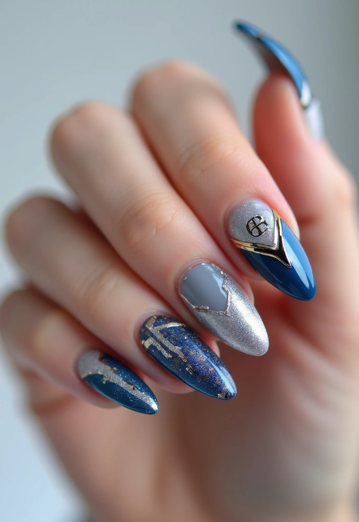25 Acrylic Nails with Initials for Custom - 21. Futuristic Initials