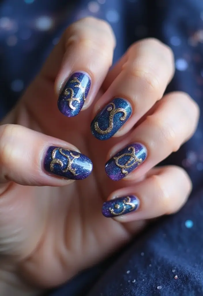 25 Acrylic Nails with Initials for Custom - 23. Personalized Zodiac Initials